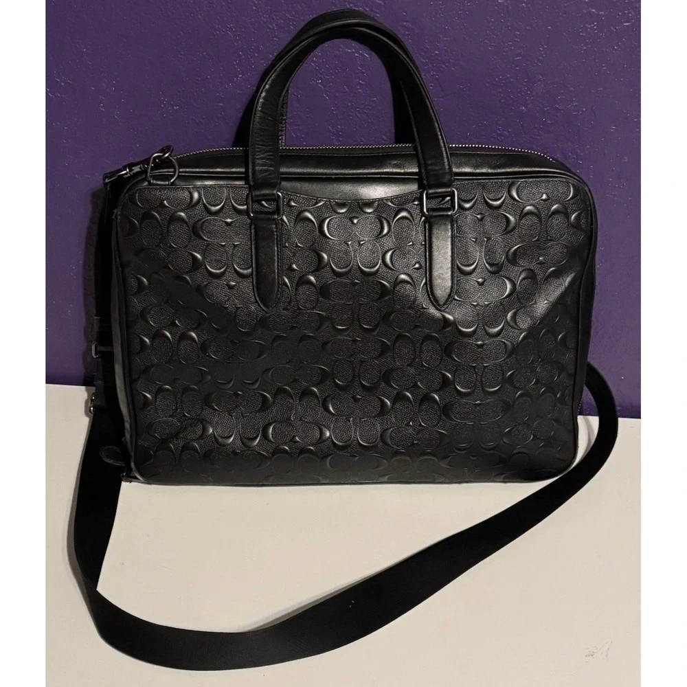 Coach Beckett Slim Brief Laptop Carrier Signature Crossgrain Leather F72977